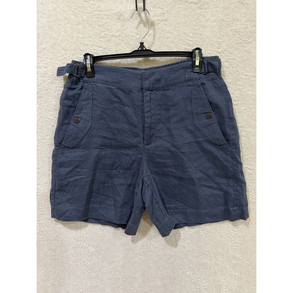 Athleta Voyager Linen Shorts Size 8 Navy Blue Casual Comfort Coastal 586829